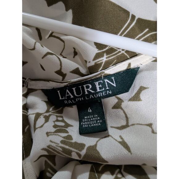LAUREN BY RALPH LAUREN! TAUPE/BEIGE & CREAM FLORAL TIE WAIST ONESIE! SZ 4 - Picture 10 of 11
